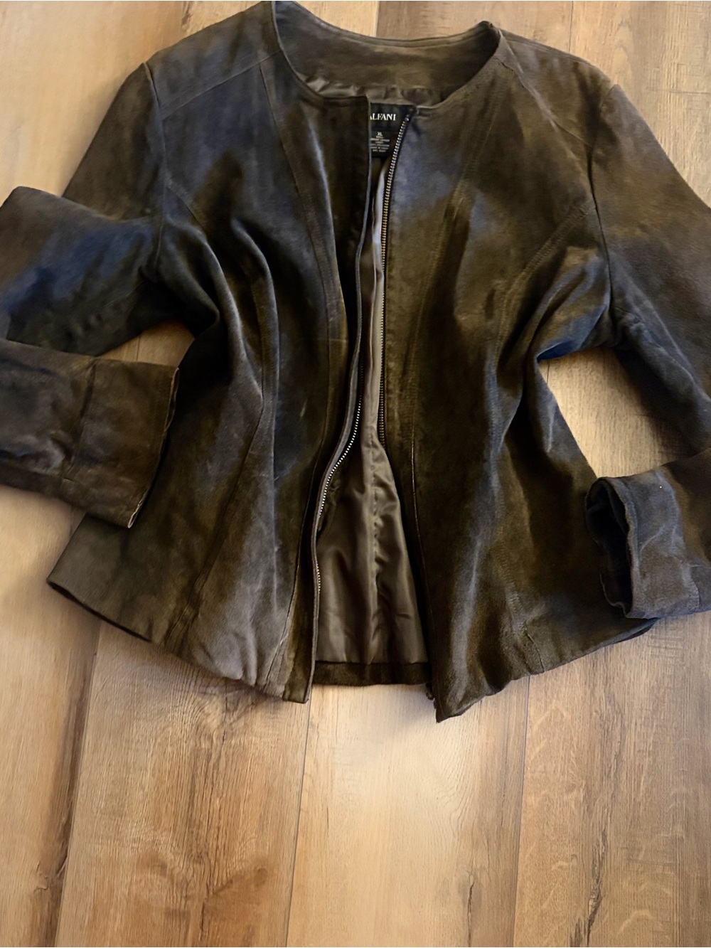 Alfani Black Suede Zip-Front Jacket